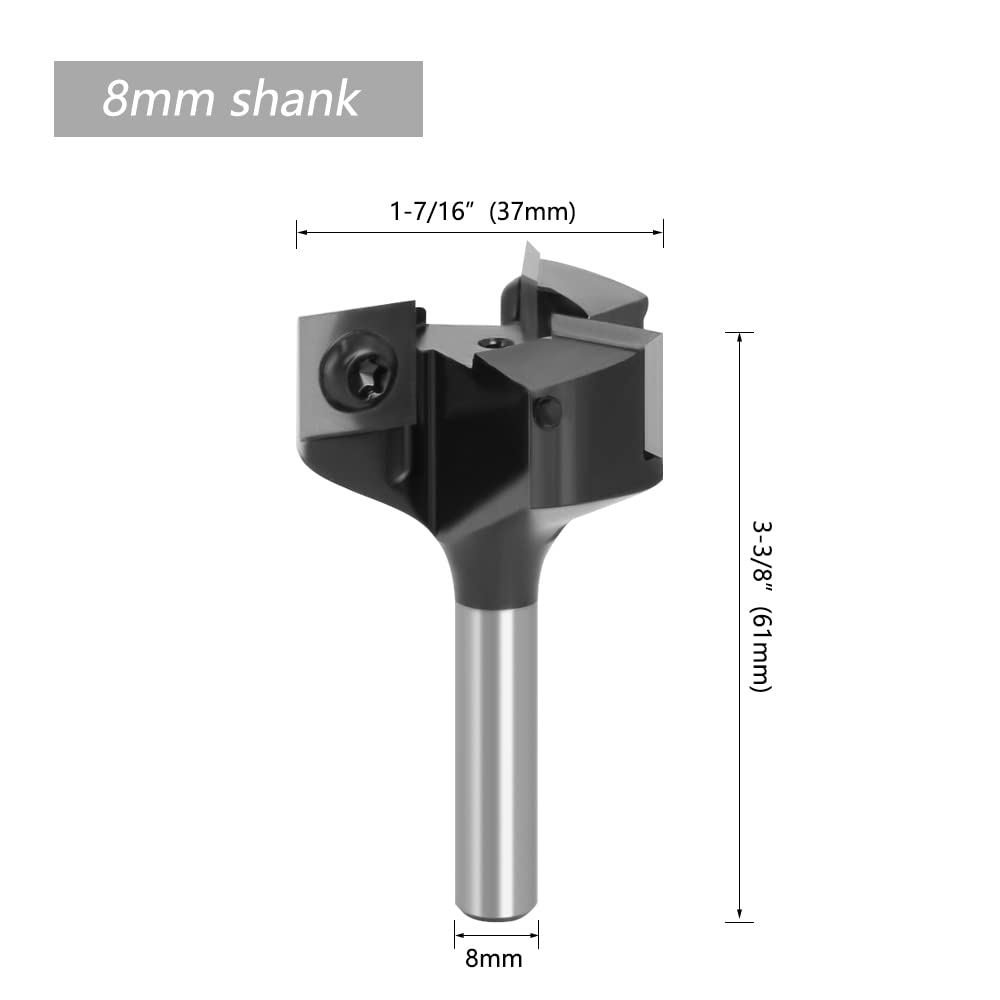 1 pz 8mm Gambo sostituibile Lama piallatura Faccia Fresa Inserto Stile spoilboard Punte del Router for affioramento CNC for Legno (Size : Single Bit)