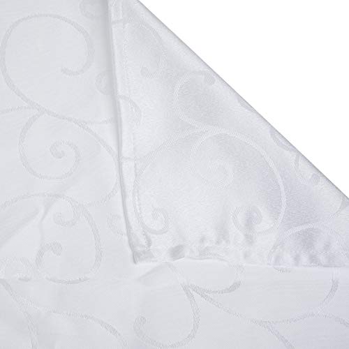 WedDecor 1pc Round Damask Tablecloth with an Overlay Branch Swirl Pattern, Seamless Polyester Linen Table Cover, Party - Image 4