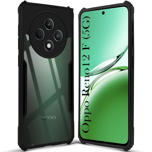 Image of Jkobi Back Cover Case for Oppo Reno 12F 5G (Shockproof with Polycarbonate Clear Panel | Professional Black)