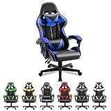 Soontrans Blue PC Gaming Chair,Ergonomic Computer Gamer Chair,Game Chair with Adjustable Headrest and Lumbar Support (Storm Blue)