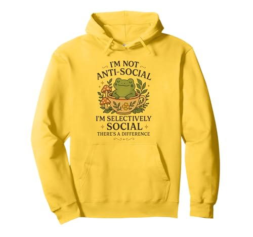 No Soy Antisocial Selectivamente Social Lindo Sarcasmo de Rana Sudadera con Capucha