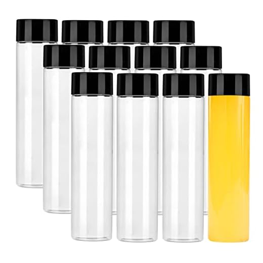 YBCPACK 12 unidades 13.6 oz (400 ml) botellas de zumo de plástico PET transparente con tapas negras – botellas de plástico para batidos ideales para agua, zumo, leche y otras bebidas caseras