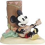 Precious Moments Playing Ukulele 192702 Disney Showcase Mickey Mouse Life is A Sweet Melody with You Bisque Porcelain Figurine, Multi