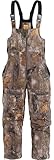NEW VIEW Insulated Hunting Bibs for Men, Silent Camo Overalls with Fleece Lining, Water-Resistant Camo Bibs Hunting Overalls (Leaf Camo, Large)