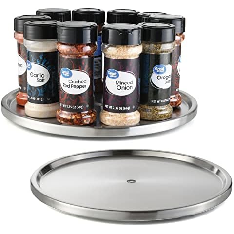 2 Pack Stainless Steel 1 Tier Lazy Susan Rotating Turntable Cover