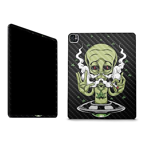 Image of MightySkins Carbon Fiber Skin Compatible with Apple iPad Pro 12.9 inch M2 6th Gen (2022) Full Wrap Kit - Come in Peace | Protective, Durable Textured Carbon Fiber Finish | Easy to Apply | Made in The USA