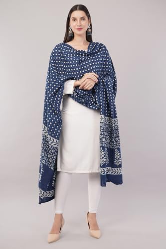 Authentic Handprinted Indigo Pure Cotton Dupatta/Shawl/Wrap/Scarf - Handmade with Natural Indigo Dye2