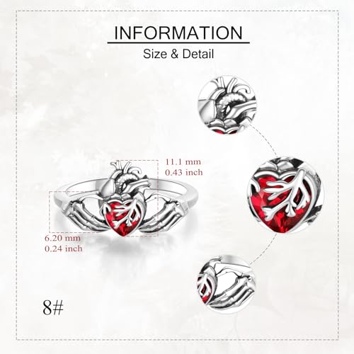 Bague Claddagh en argent sterling massif au style gothique - 3