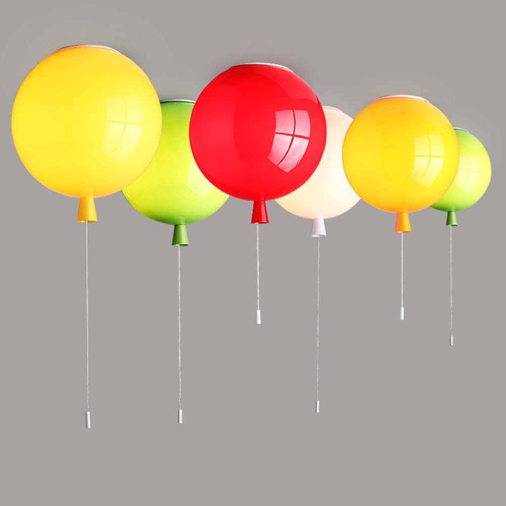 Kolorowa Balonowa Lampa Sufitowa Lampa do Pokoju Dziecięcego z Przełączaną Dekoracyjną Lampą Sufitową Nowoczesna Kreatywna Lampa Balonowa Kreskówka Chłopcy Dziewczynki Żyrandol,Red,25CM