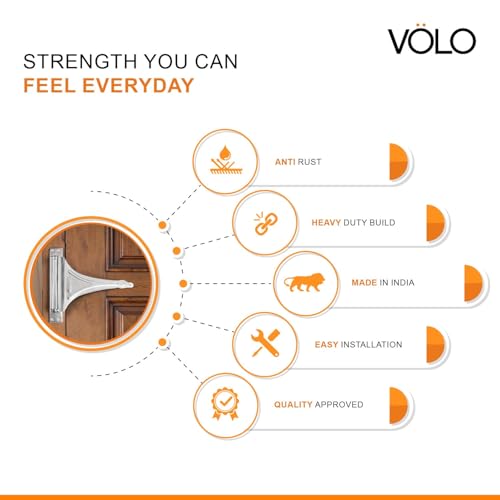 Image of VOLO Spring Based Door Closer - Automatic Self Closing Door Closer for Wood, Aluminium & PVC Doors - 4 Adjustable Speed, Durable All-Metal Construction | (30KG | Helical Spring | Chrome, 1 Piece)