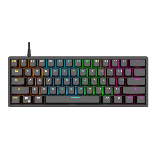 KJOET メカニカルキーボード 61キー ゲーミングキーボード ブルースイッチ 耐久性とコンパクト設計 各種RGBバックライト 人間工学に基づいたデザイン Windows Mac OS Linuxなどに対応