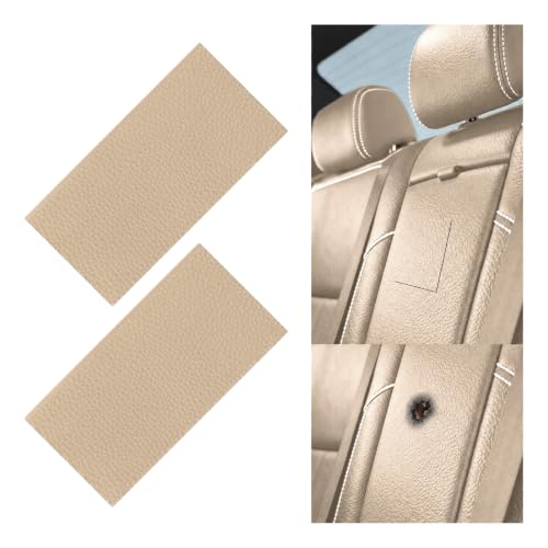 YGDMD 2PCS PU Leather Patch for Car Seat Repair,Self-Adhesive Leather Repair Patch Tape Vinyl Repairs Kit,Portable Car Leathers Repairs Kit (Khaki)