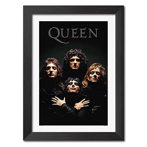 Image of inspire TA Queen Rock band Framed Poster Vintage Music Band Painting Wall Frames, Laminated Poster With Black Frames (12 X 9 INCH) (Queen Poster)