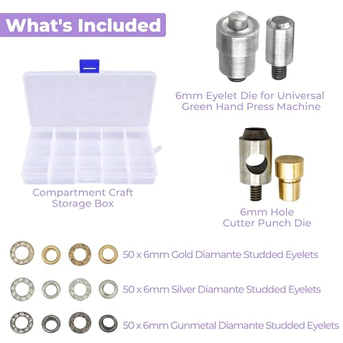 Œillets pour cuir 6 mm dorés argentés avec matrices et outils de fixation