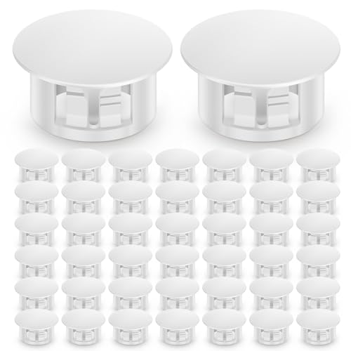 Image of 200PCS 5 /8 inch Plastic Plugs Hole, White Round PA66 Plug Furniture Hole Decorative Cover