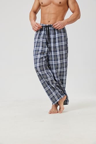 Mens PJ Pajama Pants Elastic wasit Lounge Sleep Pants 2 Pack2