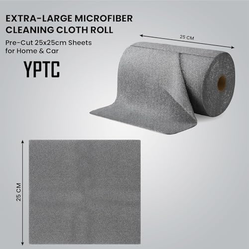 Image of Tear-EZ Microfiber Cleaning Cloth Roll, Grey, 25x25 cm, Reusable Tear-Away Towels, 20 Pack