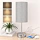 STANBOW Nachttischlampe Touch Dimmbar, Tischlampe mit USB A+C Ladeanschlüssen, Leinen-Lampenschirm, Kleine Lampe für Schlafzimmer, Wohnzimmer