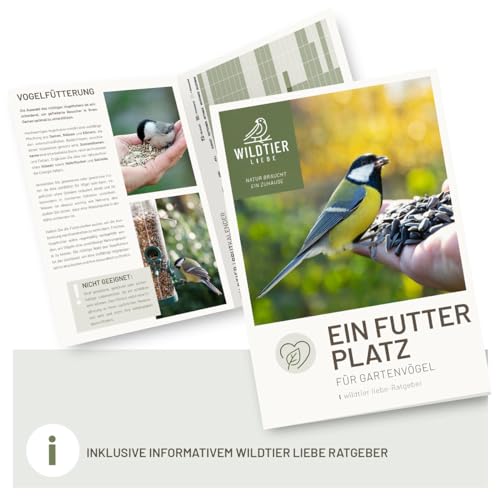 wildtier liebe Körner Futtersäule, Vogelfutterspender 26cm, Grün - aus rostfreiem Metall I Vogel-Futterstation, Vogelfutter-Säule, Wildvögel Futtersilo I Ganzjährige Vogelfütterung