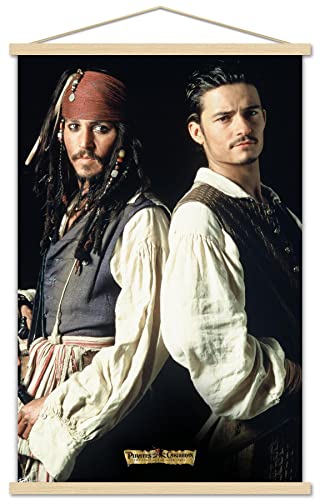 Trends International Disney Pirates of the Caribbean: The Curse of the Black Pearl - Duo Wall Poster, 22.375" x 34", Premium Print and Beechwood Hanger Bundle