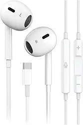 Fones de ouvido USB-C Compatível iPhone 16/15 Pro Max Plus, tipo C, com fio, microfone e controle remoto, com cancelamento de ruído para iPhone 16/15 iPad Pro, Galaxy S23/S22/S21/Ultra Note 10/20