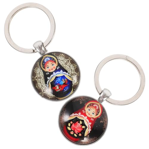 NTALJC Llaveros de muñecas rusas anidadas, llaveros de dibujos animados, lindas cadenas de mochila, anillos decorativos para manualidades y adornos colgantes para bolsos, 2 uds.