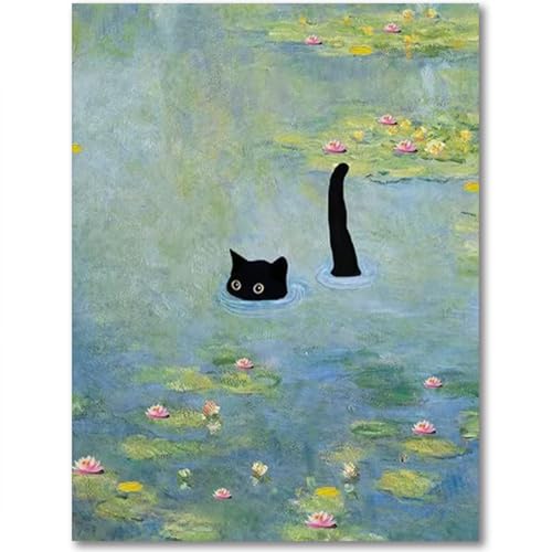 Black Cat Diamond Art Kits for Adults DIY 5D Diamond Painting Kits for Adults Full Drill Diamond Dots Gem Art Craft Kit Home Wall Decor 12X16 inch
