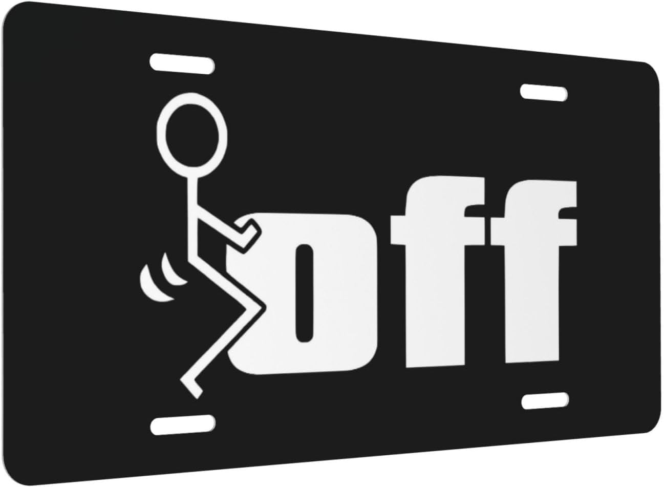 Fuck Off 6 x 12 inch Metal Front License Plate Cover, car Accessory, Novelty Decorative Plate image 2