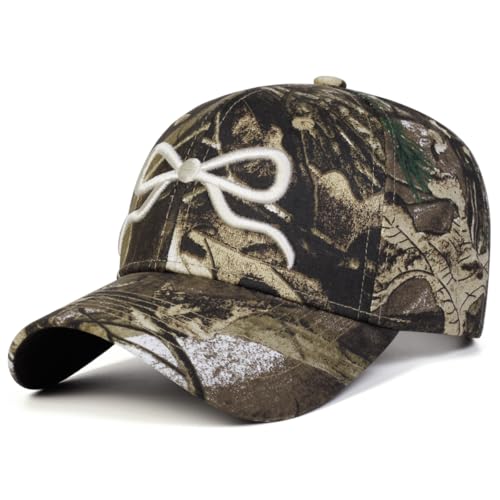 SPKTCHEN Camo Hats Camo Hat with Bow Embroidery Camouflage Hat for Women Camo Cap Camo Trucker Hats for Women White