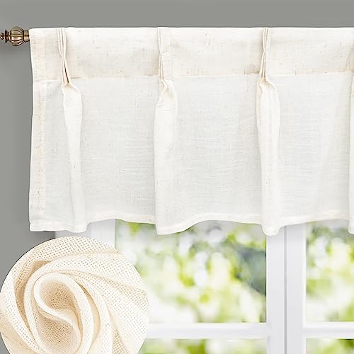 DriftAway Pinch Pleat Valance for Kitchen Window Linen Textured Valance for Living Room Farmhouse...