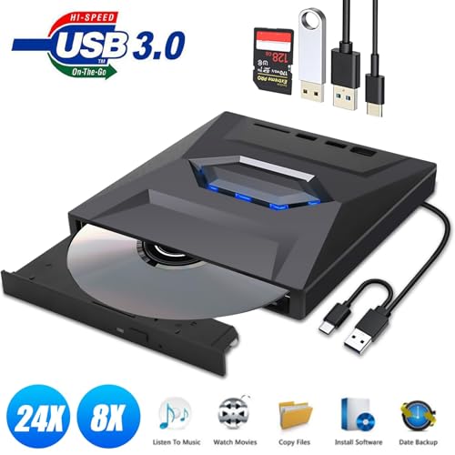 Lecteur CD DVD externe USB C pour ordinateur portable et PC