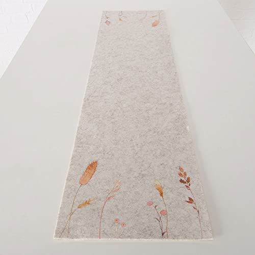 Steinnacher Tischläufer Kornelia Filz beige Gräser 120 x 30 cm Filzläufer Tischdecke, Grau Cover