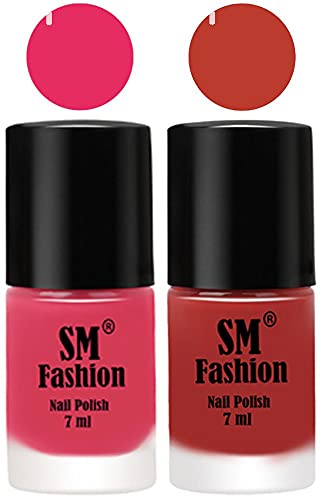 Image of Long Lasting Nail Polish | Nail Paint Combo 7 ml Each) - Set of 2 Dark Rose Pink-Dark Peach