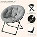 GAOMON Saucer Chair, Comfy Chair Faux Fur Lounge Moon Chair with Folding Metal Frame, Oversized Plush Flower Accent Seat for Adults, Teens & Kids, for Teens, Bedroom, Dorm or Living Room, Grey