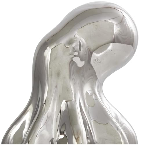 Image of Deco 79 Ceramic Octopus Decorative Sculpture Standing Home Decor Statue, Accent Figurine 6 inch x 6 inch x 8 inch, Silver