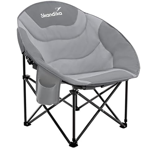 Skandika Moonchair Sirkka wygodne krzesło kempingowe, fotel księżycowy, tapicerowane, składane (szare)