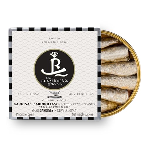 Real Conservera Española - Sardinillas Picantes en ACeite de Oliva 10/14 pzas- Origen Galicia - 112 Gramos