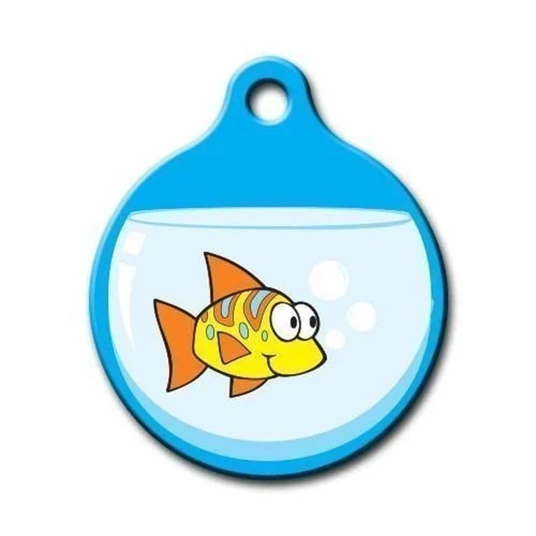 Gold Fish Personalized Dog Tag - Custom Name Tag - ID Tag for Dog & Cat - Customized Pet Tags - Dog & Cat Name id Tag - Dog Name Tag - Engraved Dog Tag (Circle)