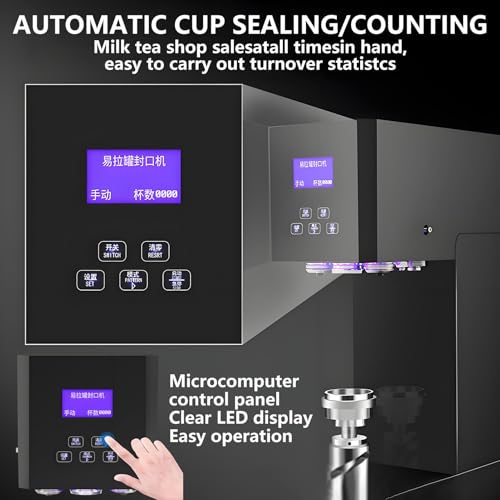 Sigillatrice sottovuoto Automatica per barattoli e Bottiglie di Soda, sigillatura di lattine ad Altezza Regolabile con Display LCD e contatore, aggraffatrice per Tappi in,Black
