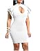 Mokoru Women's Sexy Ruffle Short Sleeve Hollow Out Bodycon Party Mini Club Dress, XX-Large, White