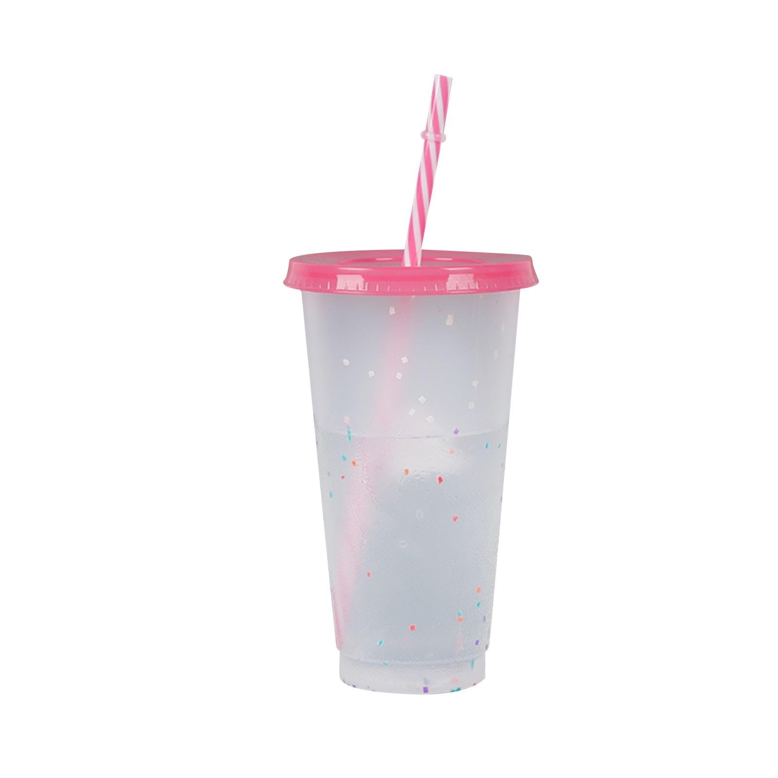 Set di 10 bicchieri che cambiano colore con cannuccia e coperchio per acqua ghiacciata Drinkware Estate