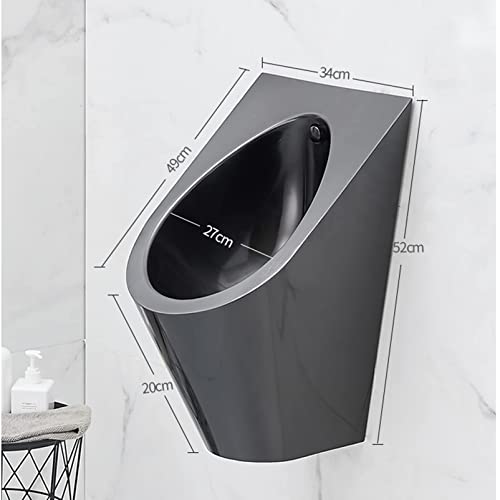 OTQEFTN Stainless Steel Urinal, Wall-Mounted Automatic Flushing Urinal, Urinal Set with High-Efficiency Flushing Valve, Smart Non-Contact Drainage Urinal, Suitable for Families