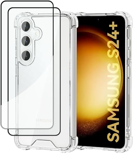 Image of USTIYA 2X Screen Protectors with Case for Samsung Galaxy S24+ S24 Plus Shockproof Acrylic Cover Tempered Glass Transparent