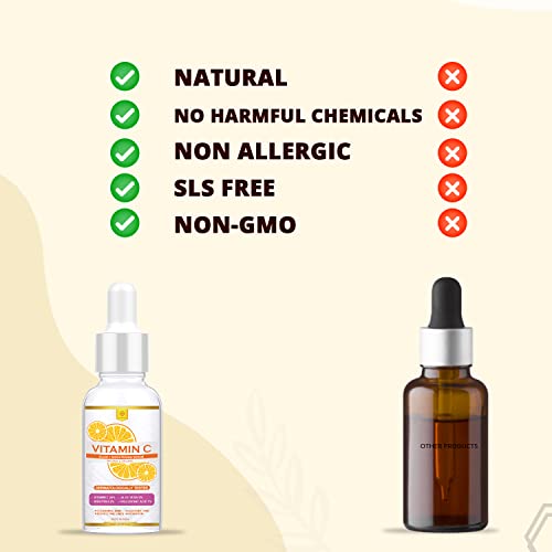 Image of MOUNTAINOR 20% Vitamin C Face serum for Glowing & Brightening Skin for Sensitive skin Women & Men with Alpha Arbutin, Aloe Vera & Hyaluronic Acid. Non-Oily (30 ML)