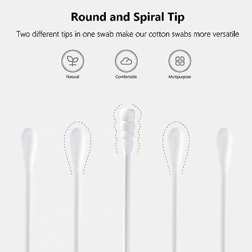 1000pcs Tiny Cotton Buds, with Round & Spiral, Suitable for Baby Ear Nose Clean,Cosmetics,Personal Hygiene
