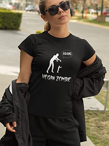 Camiseta feminina Vegan Zombie Graohic Graphic, Preto, G