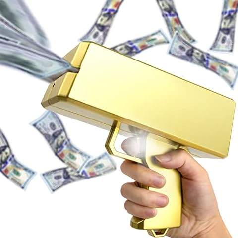 KWYZ Golden Money Shooter, Make it Rain/Spray Money Gun Paper Playing Toy , Handheld Spray Cash Gun for Game Movies Party Supplies Cover