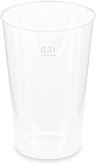 1 opakowanie kubków wielorazowego użytku do picia, bardzo stabilne, niełamliwe przezroczyste polipropylenowe miarki 0,30 l Ø 8,0 cm, 45 sztuk