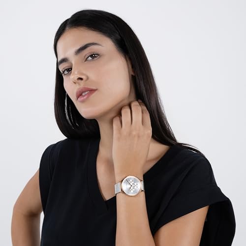 Calvin Klein Analogue Multifunction Quartz Watch for Women Timeless MESH MF Collection with Silver Stainless Steel Mesh Bracelet - 25200106 - Image 4