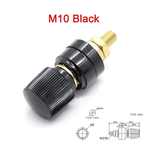 Power Junction Post Connectors Wire Binding Post Thread Screw M5 M6 M8 M10 Weld Inverter Clamps Power Supply Connect Terminal Splice Terminal(M10 Black,10 Pieces)
